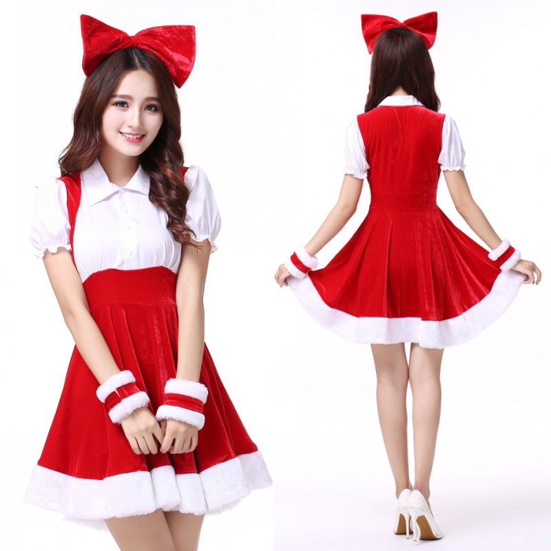 FC148 Christmas Costume Party Sweetheart Miss Halloween Santa Cosplay Dress